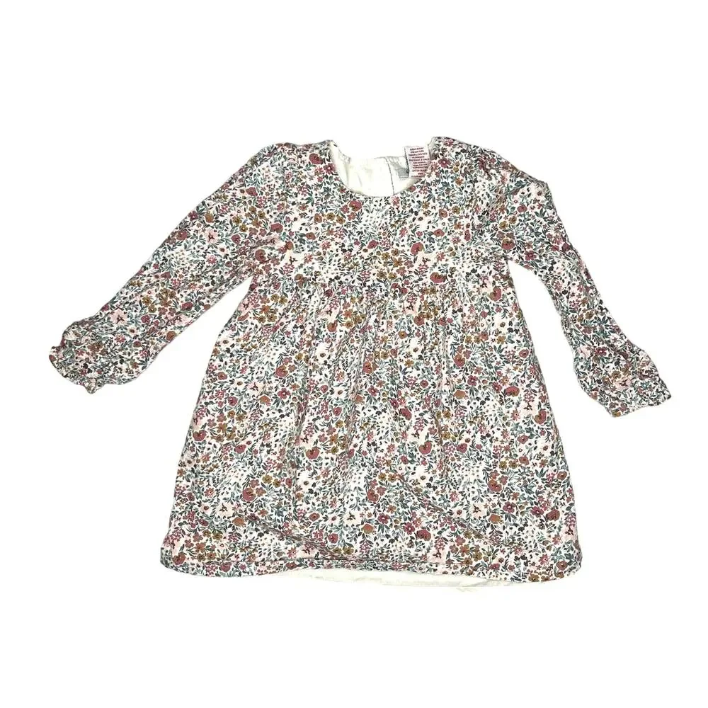 Haute Hippie Girls Floral Dress 5T Long Sleeve Cream Pink Boho Ditsy Micro Print